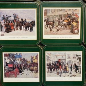 Pimpernel Coasters Dickens Village Vintage Set of 10 Horses Carriages